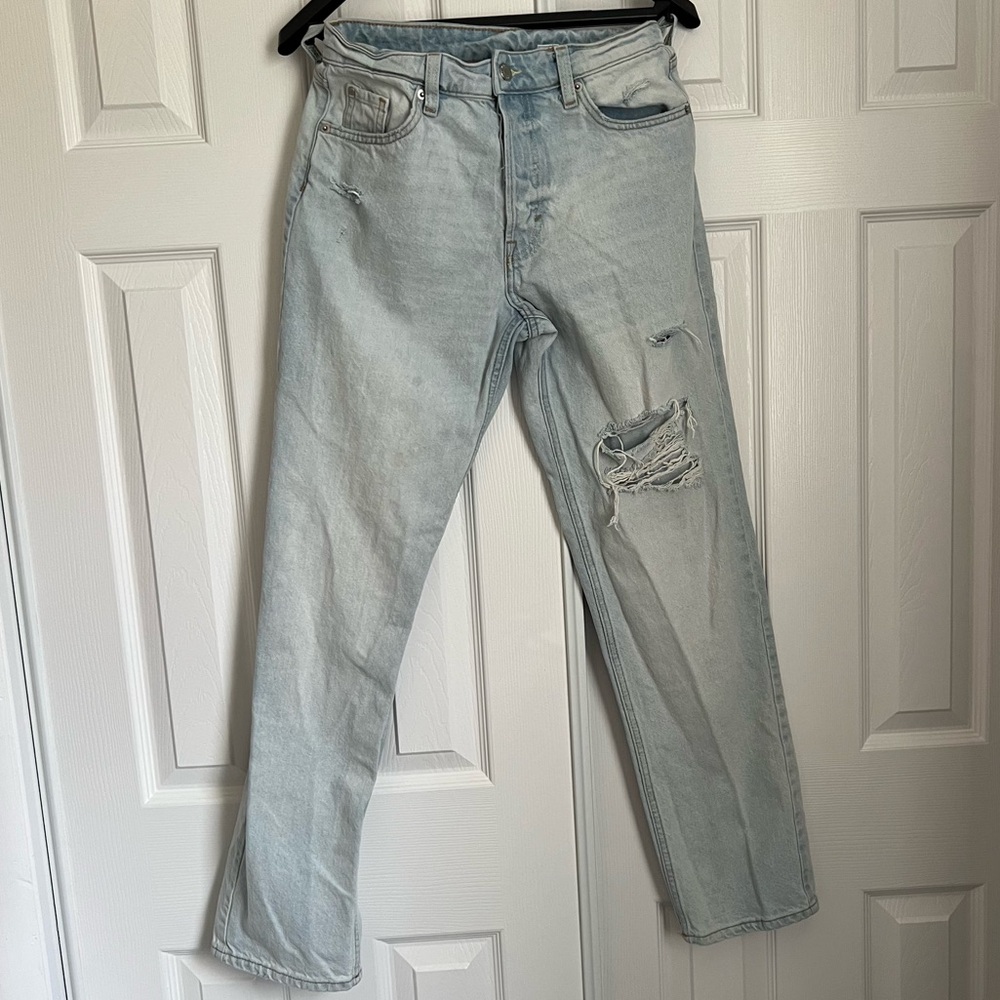 Light Blue Distressed Boyfriend Jeans